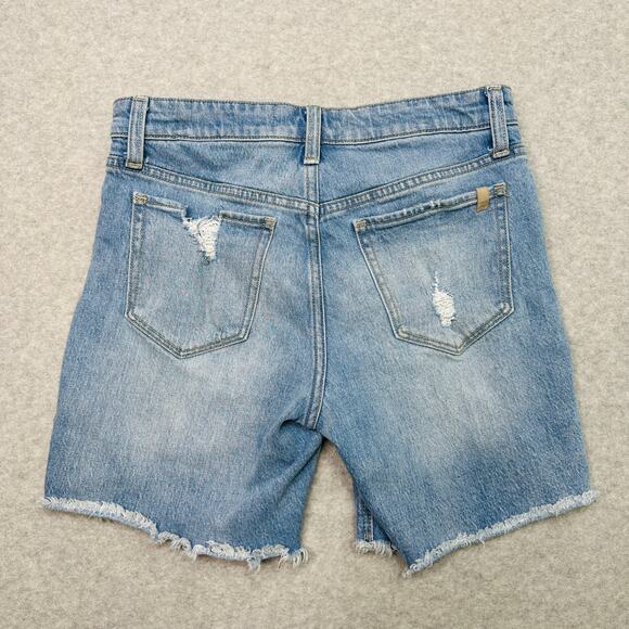 Joe's Bermuda Denim Shorts WMNS 27 Mid Rise Distressed Light Wash Blue Stretchy - Picture 5 of 8